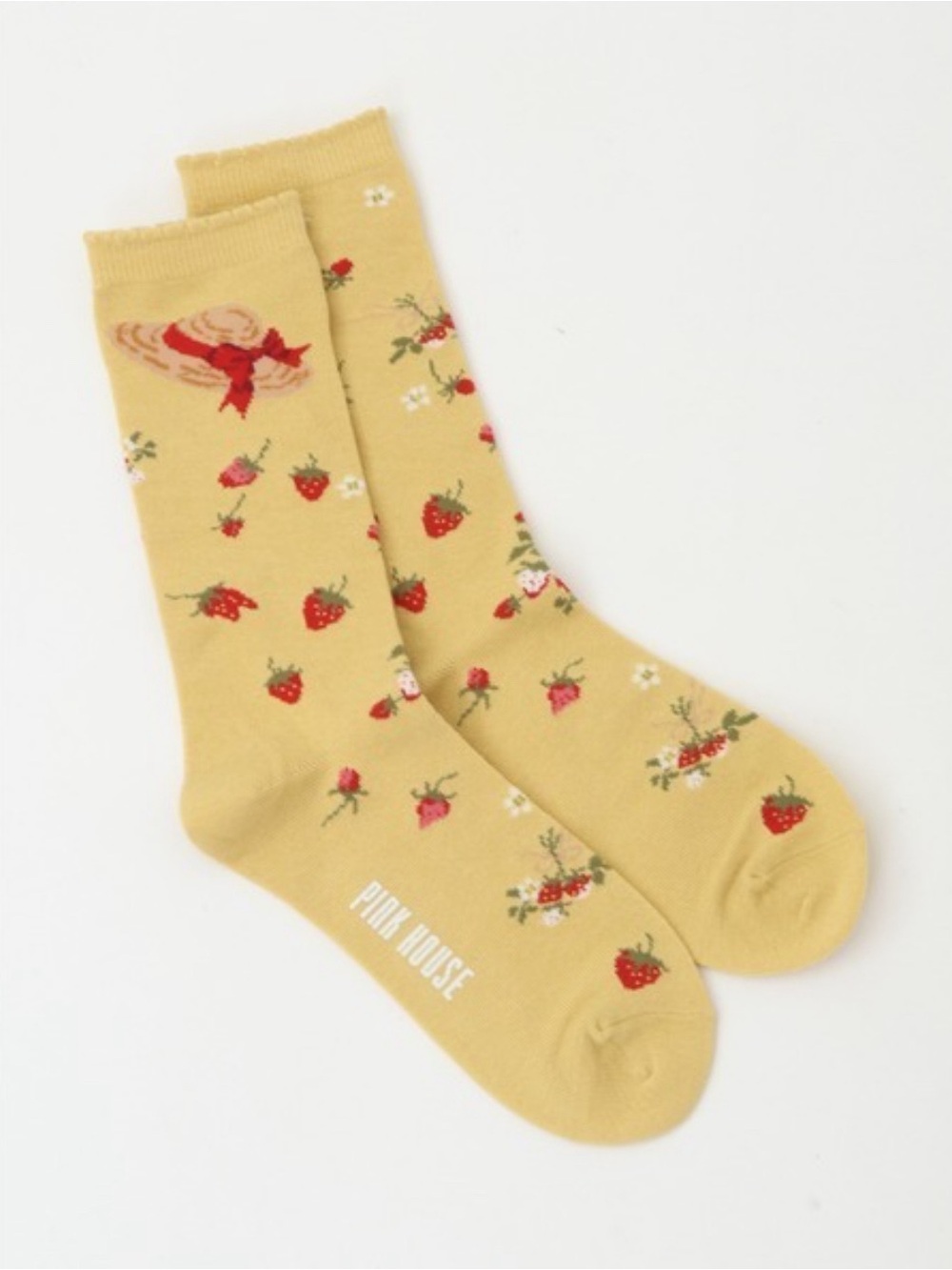Brand New PINK HOUSE High Quality Strawberry Hat Pattern Socks JK Lolita Japan